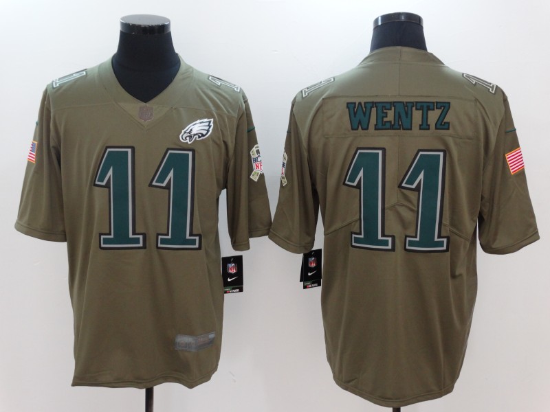 Men Philadelphia Eagles #11 Wentz Nike Olive Salute To Service Limited NFL Jerseys->dallas cowboys->NFL Jersey